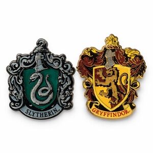 Harry Potter Slytherin and Gryffindor Crest Pins